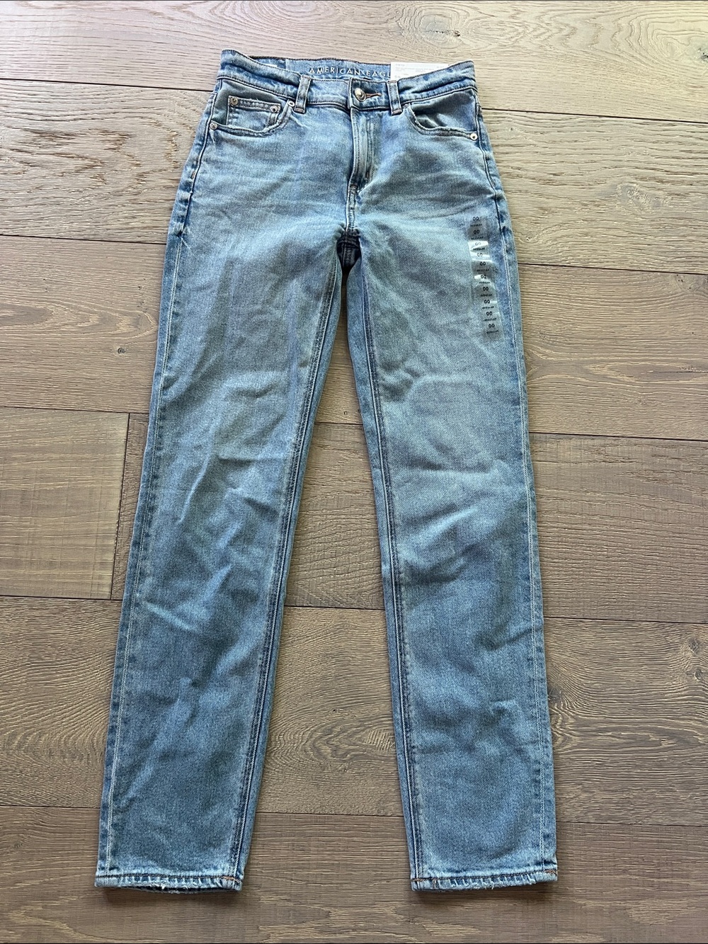 American Eagle Super High Rise Straight Jeans Size 00 New With Tags - Picture 2 of 5